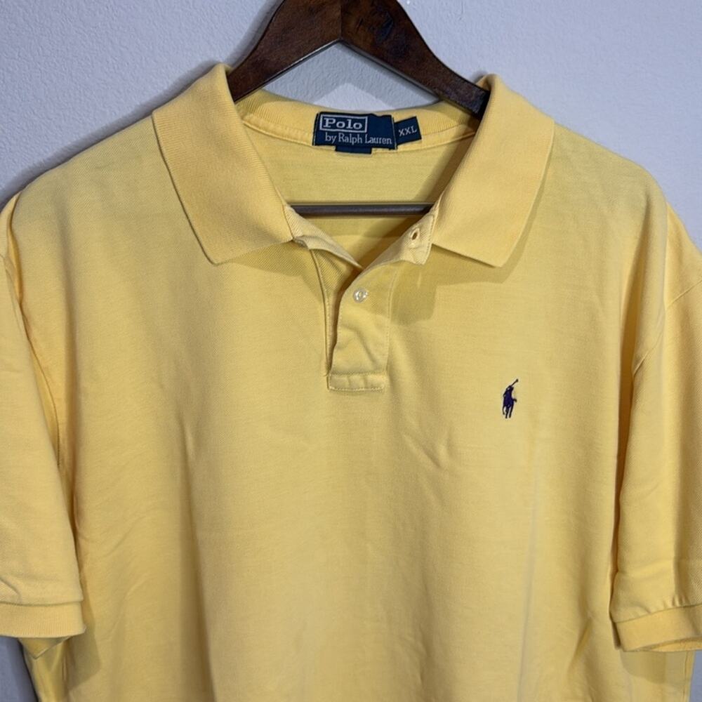 Polo Ralph Lauren Yellow Short Sleeve Polo Shirt Purple Pony Size XXL